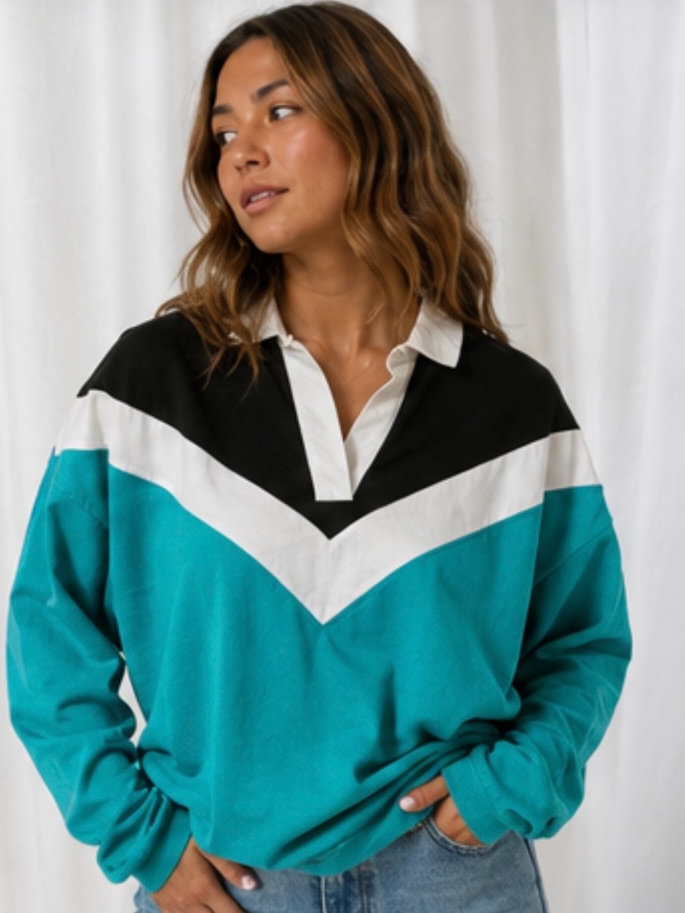 Vintage Towncraft Teal Colorblock Jacket Retro 70s